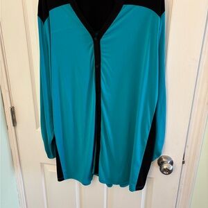 Susan Graver Teal and Black Women's Top
